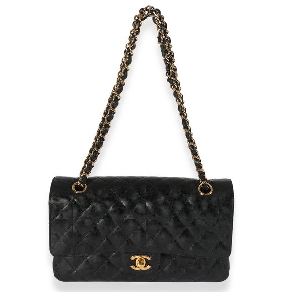 Chanel Black Quilted Perforated Lambskin Medium Classic Double Flap Bag - Picture 4 of 8